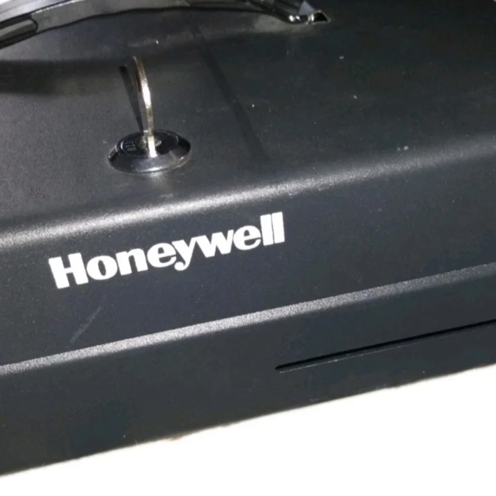 Honeywell Cash Register Lock Box W/ Handle Made In The USA Black 9X12.75X3.25